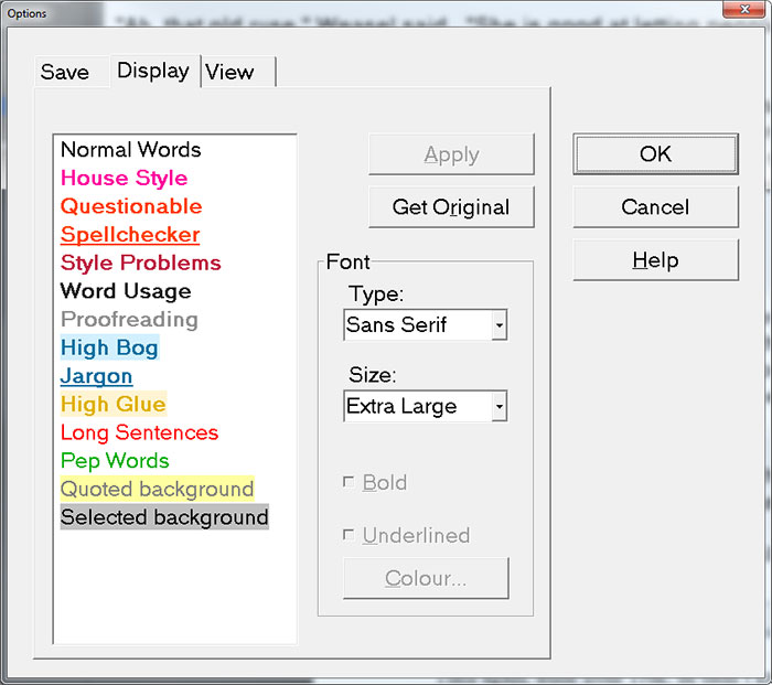 Changing the font size